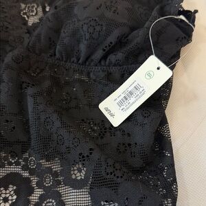 aerie Black Lace Long Sleeve Top